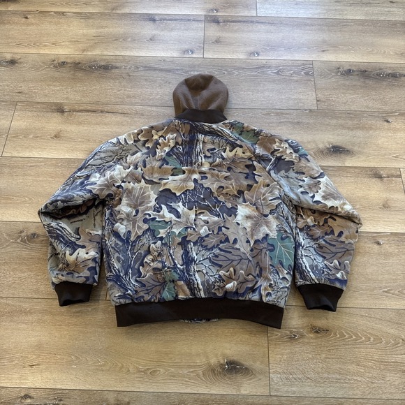 Vintage Camo Jacket Mens M Realtree Advantage Hooded Bomber 90s Hunting Outdoors - Picture 2 of 10